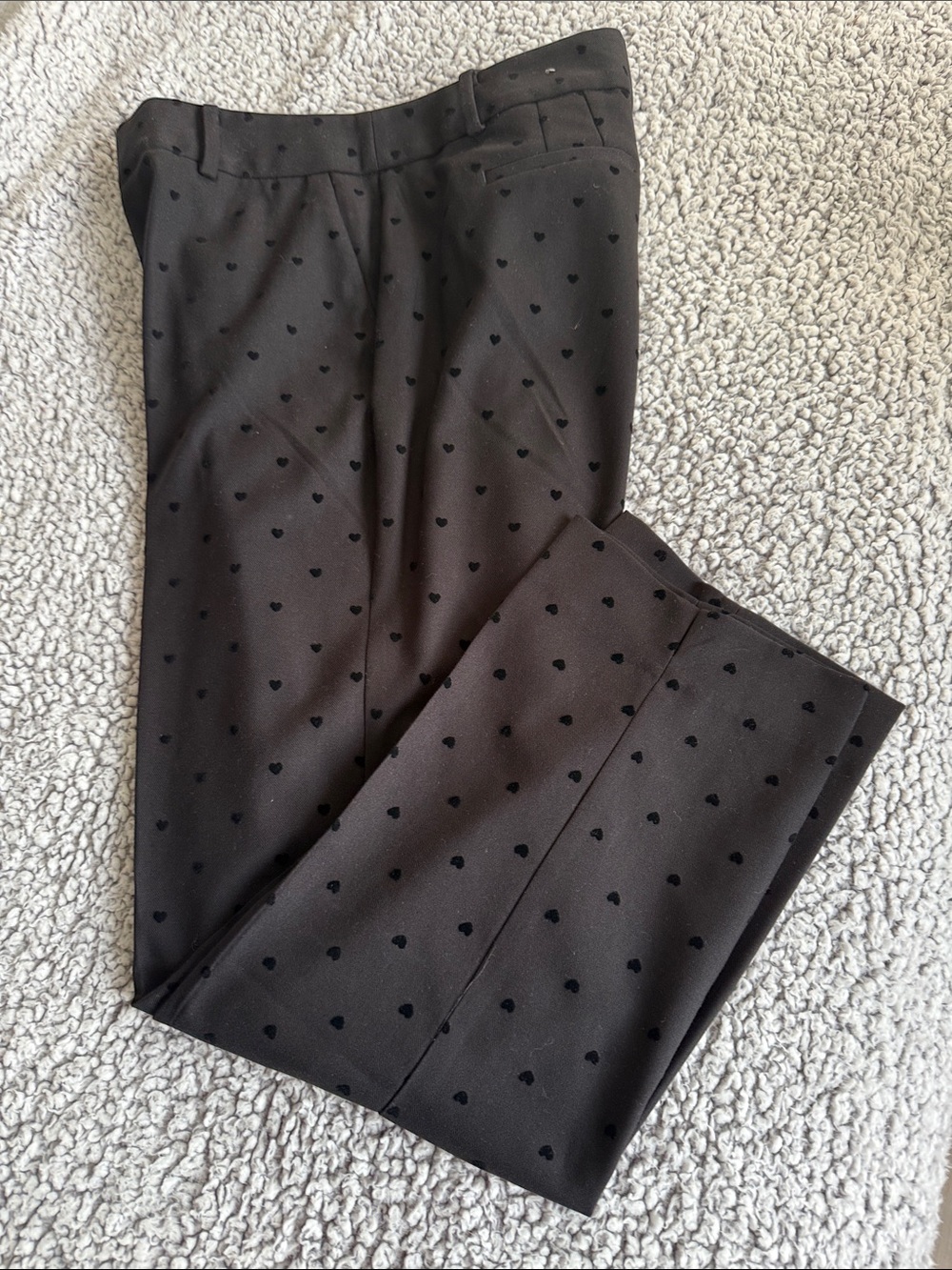 Black Heart-Print Pants
